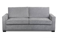 Slate or Storm 2-seater sofa bed with mattress, featuring a memory foam top, durable polyester fabric, and a sturdy plywood frame.