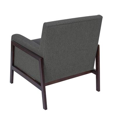 Comfortable armchair with plywood frame, high-density foam, springs, and fixed cushions for durability. Supports up to 110kg.