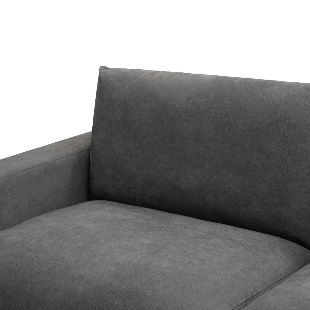 Dark Grey Hasting Fab 2.5 Seater featuring S-spring support and two scatter cushions, in an elegant room.