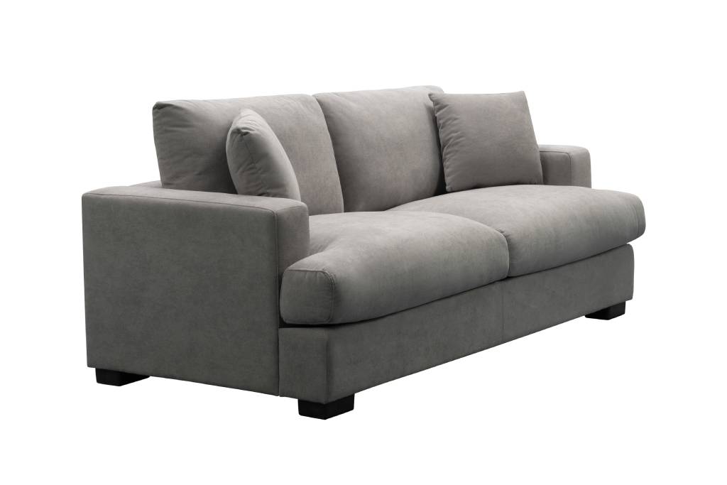 Dark Grey Hasting Fab 2.5 Seater with durable polyester fabric and scatter cushions, in a bright space.