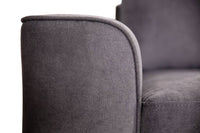 Comfortable fabric corner lounge with high-density foam seating and a sleek dark grey finish, perfect for contemporary homes.