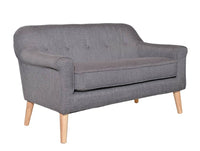 Mid Grey Lavender 2.5 Seater with timeless five-button backrest and slanted arms, displayed in a contemporary living space.