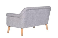 Light Grey Lavender 2.5 Seater with five-button backrest and oak legs, offering modern comfort in a bright space.