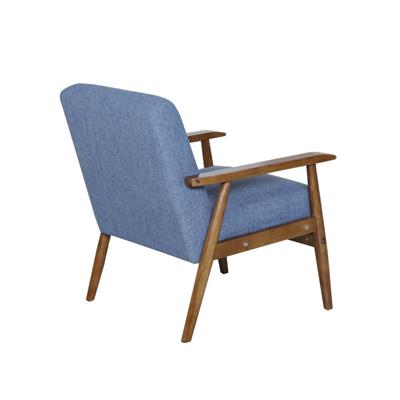 Elegant armchair with solid wood frame, plush polyester fabric, supportive springs, and rubberwood legs.