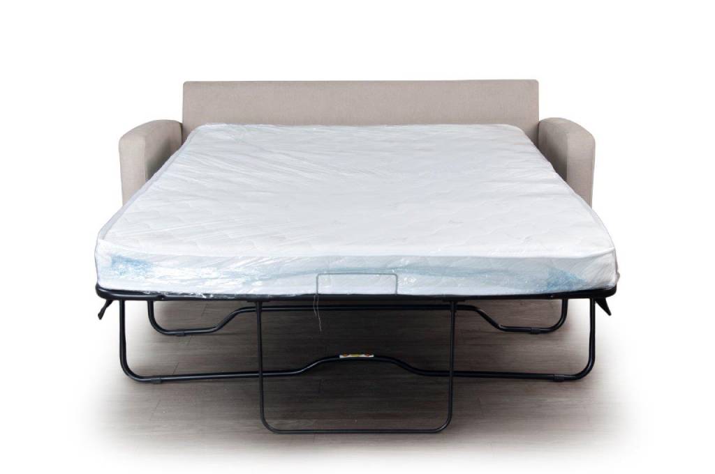 Loft Nouget Zoe Double Sofa Bed with thick foam cushions, displayed in a functional guest room.