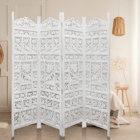 Screen Elephant White 4 Panel