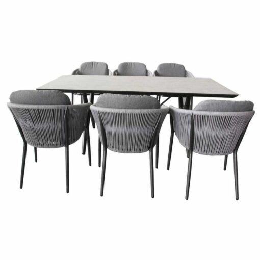 MYKONOS OUT 7 PCE DINING SET-CHARCOAL