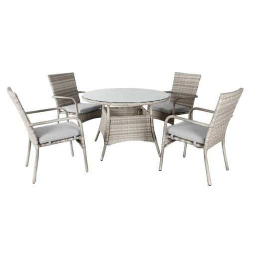 PRIESTLY OUT 5PC ROUND DINING SET-LIGHT GREY