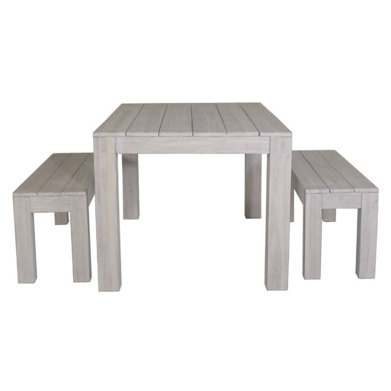VALETTA OUTDOOR 3PC DINNING SET-BRUSHED WHITE(3PC)